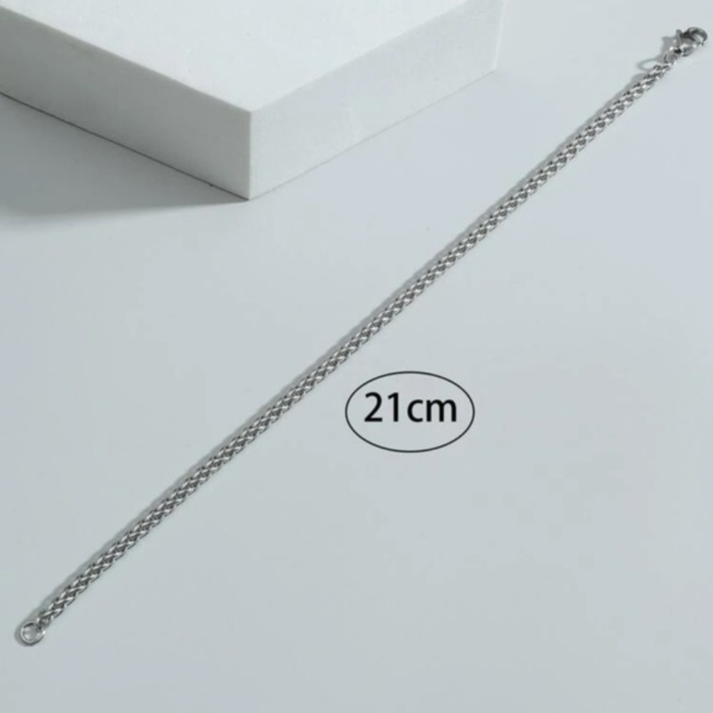 Men’s Stainless Steel Bracelet Silver Plated - Picture 4 of 6